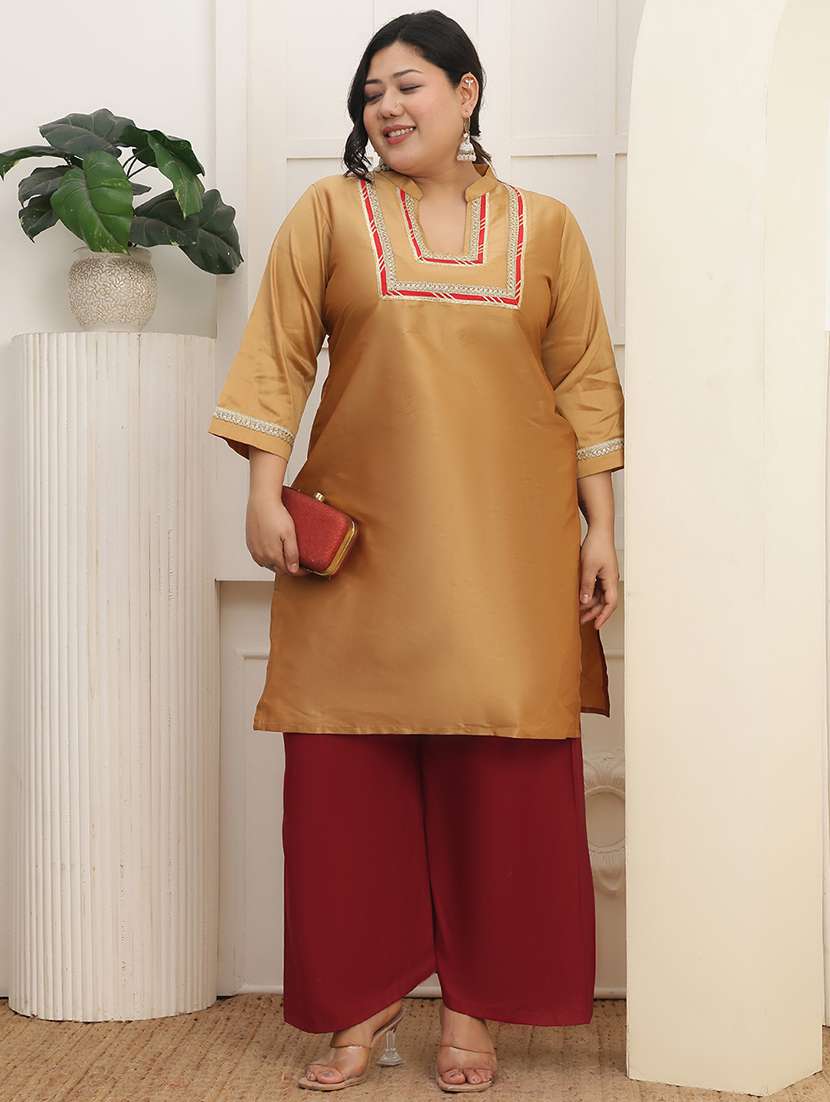 Maroon Rayon Palazzos - 22378719 -  Standard Image - 5
