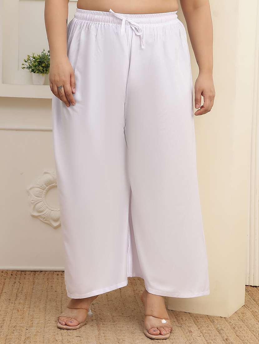 women plus size solid mid rise palazzo