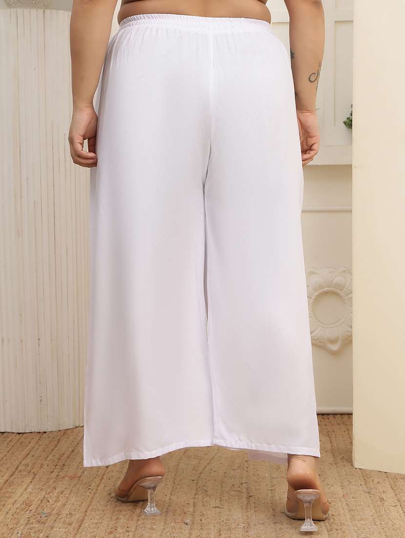 women plus size solid mid rise palazzo - 22378730 -  Standard Image - 3