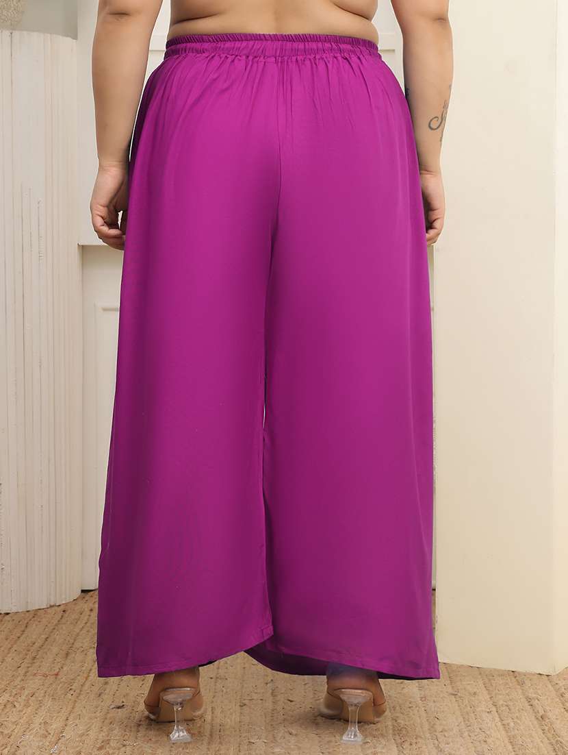 Women Plus Size Solid Mid Rise Palazzo - 22378735 -  Standard Image - 3