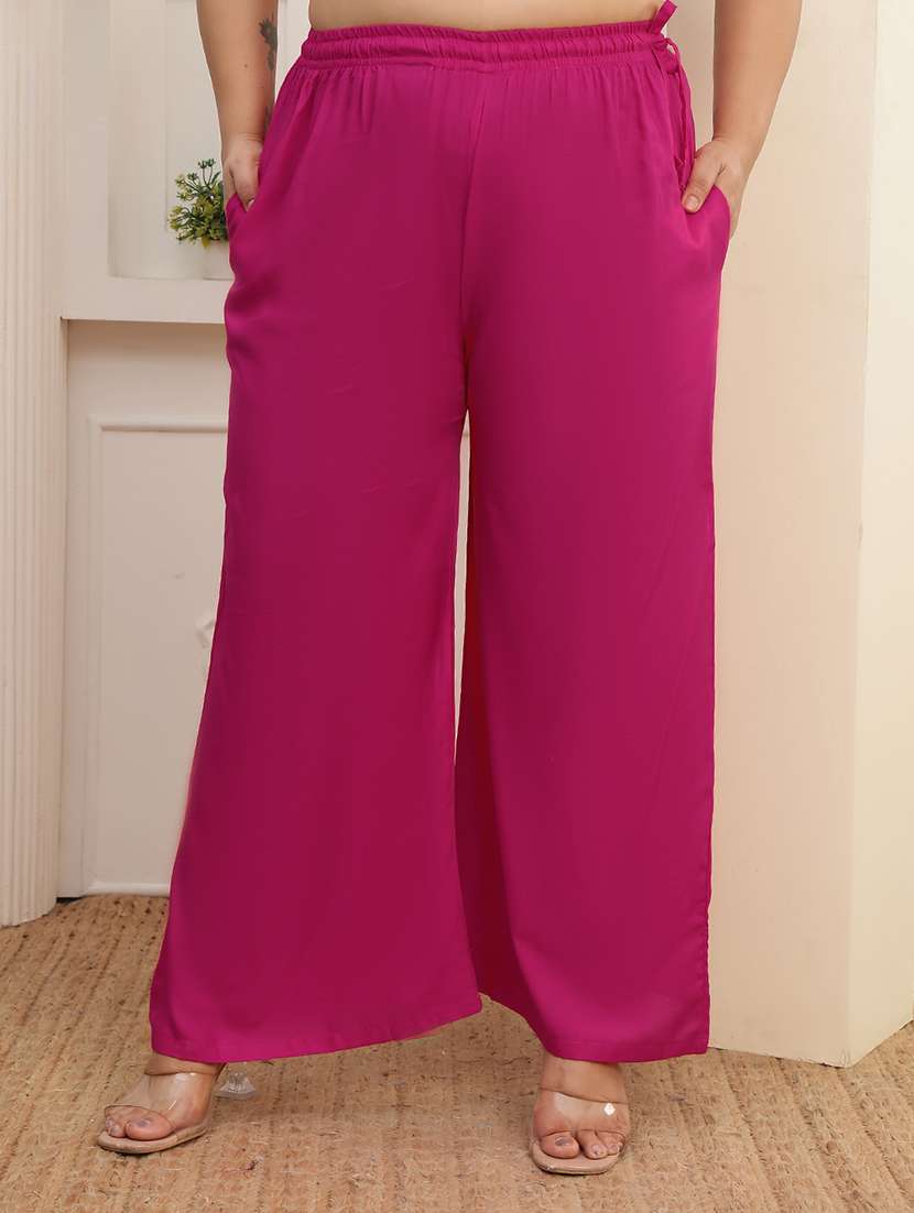 women plus size solid mid rise palazzo