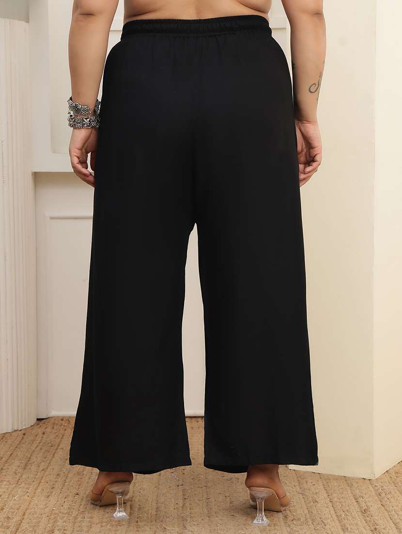 women plus size solid mid rise palazzo - 22378747 -  Standard Image - 3