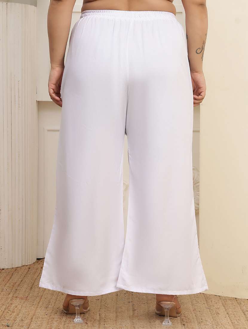 women plus size solid mid rise palazzo - 22378748 -  Standard Image - 3