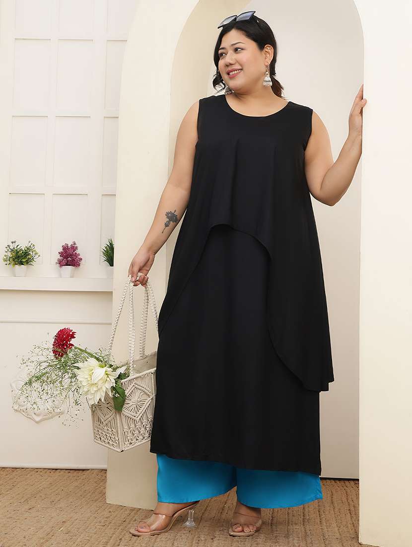 women plus size solid mid rise palazzo - 22378750 -  Standard Image - 5
