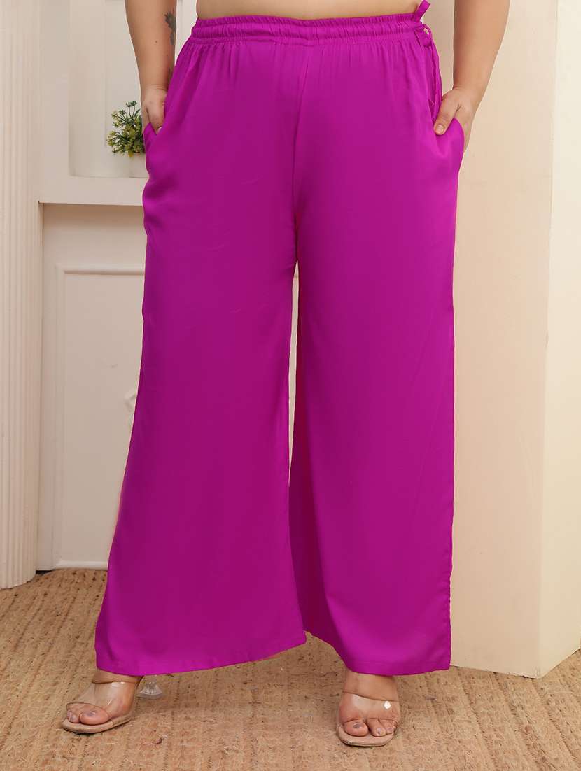 women plus size solid mid rise palazzo