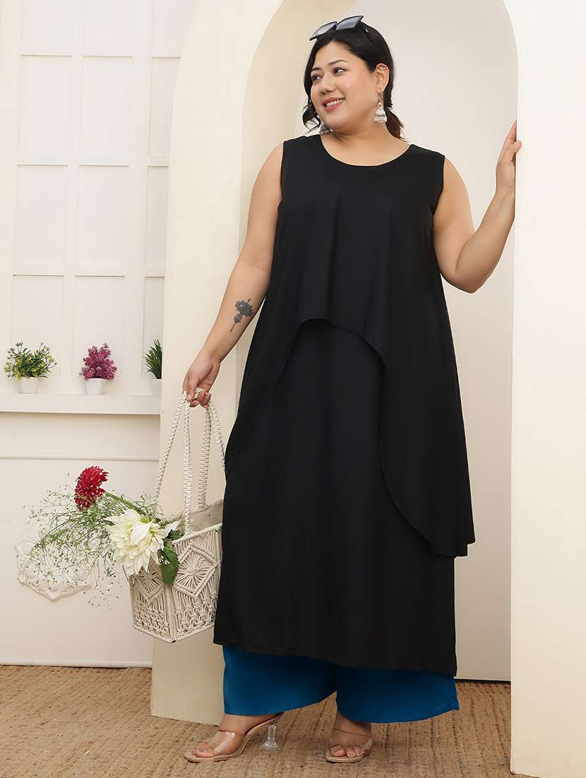 women plus size solid mid rise palazzo - 22378756 -  Standard Image - 5