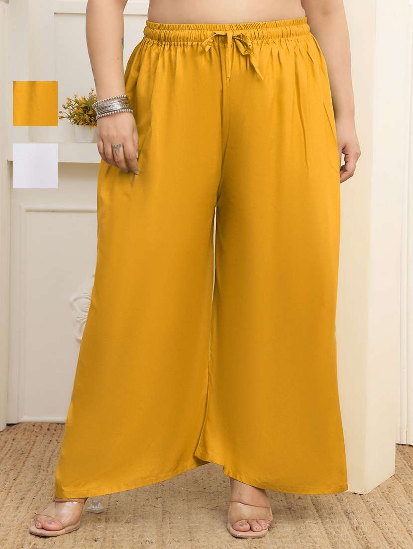 women pack of 2 plus size solid palazzo