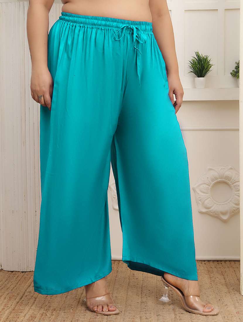 multi colored rayon palazzos - 22378880 -  Standard Image - 3