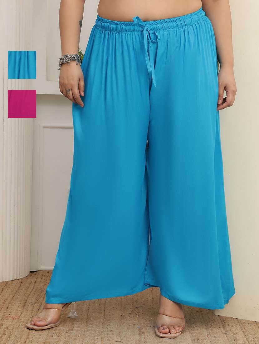 women pack of 2 plus size solid palazzo