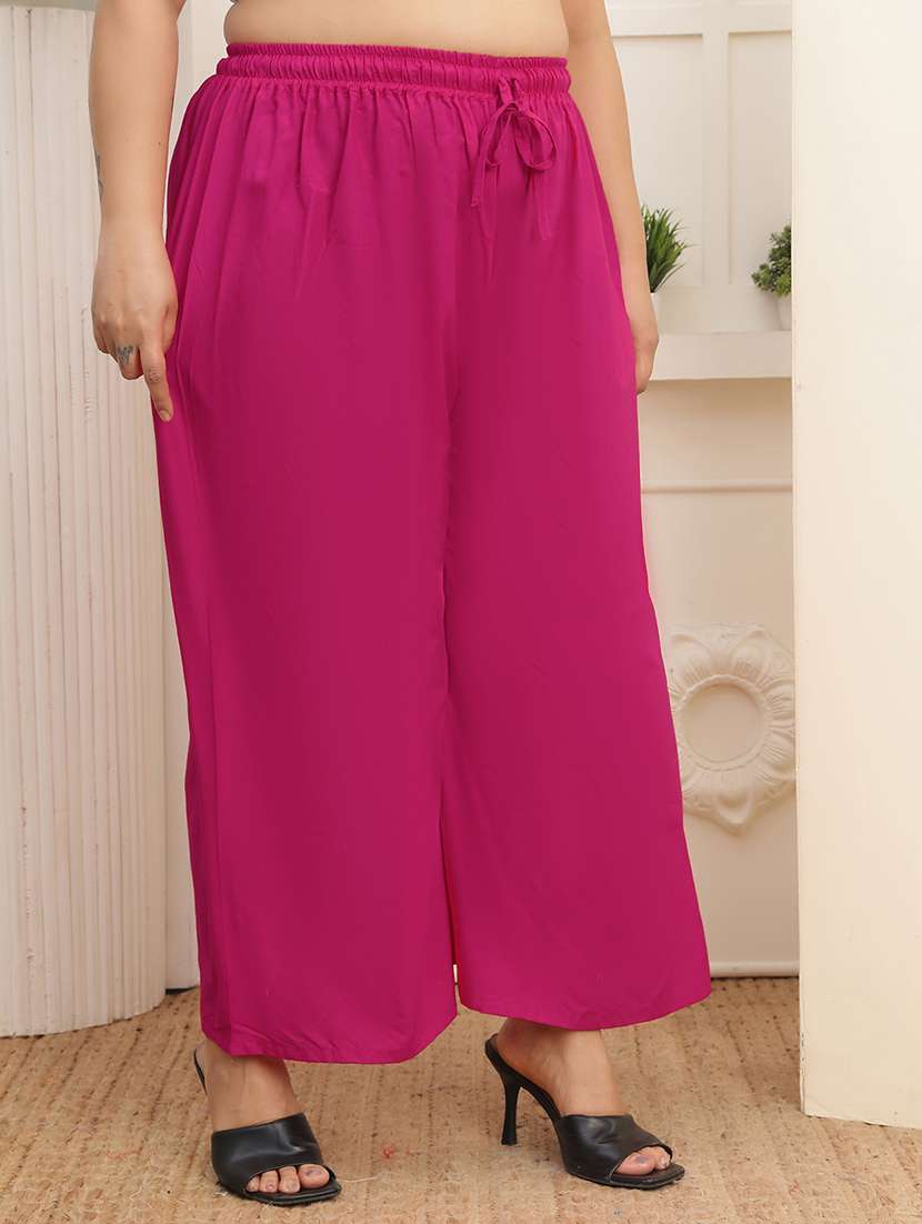 women pack of 2 plus size solid palazzo - 22378889 -  Standard Image - 3