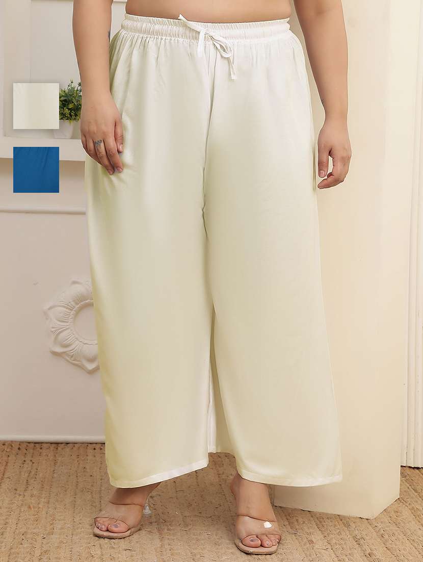 women pack of 2 plus size solid palazzo