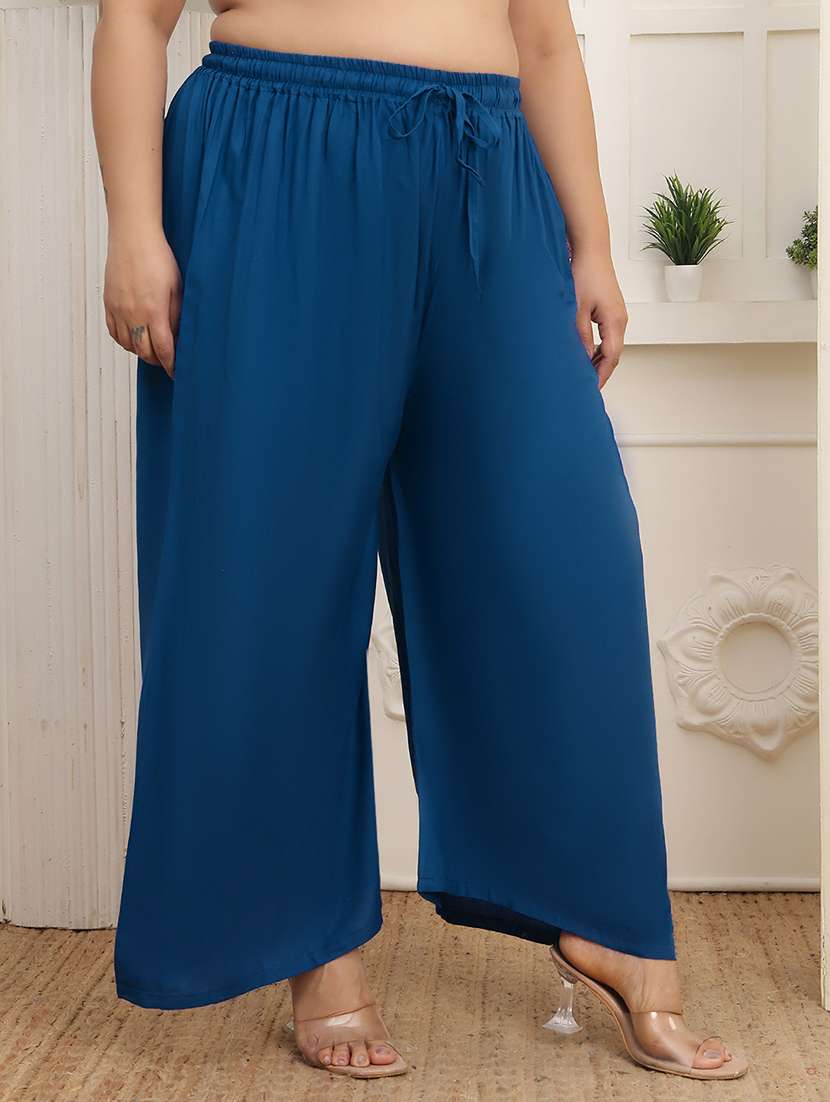 women pack of 2 plus size solid palazzo - 22378948 -  Standard Image - 3