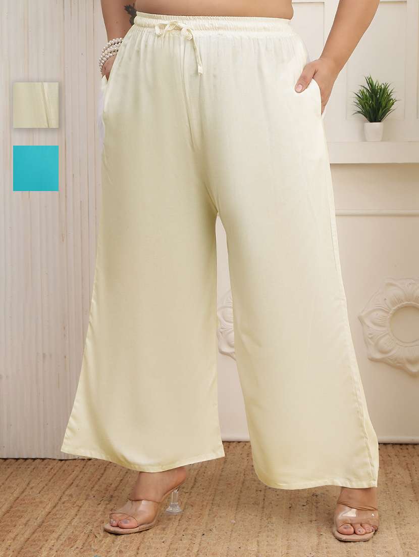 women pack of 2 plus size solid palazzo