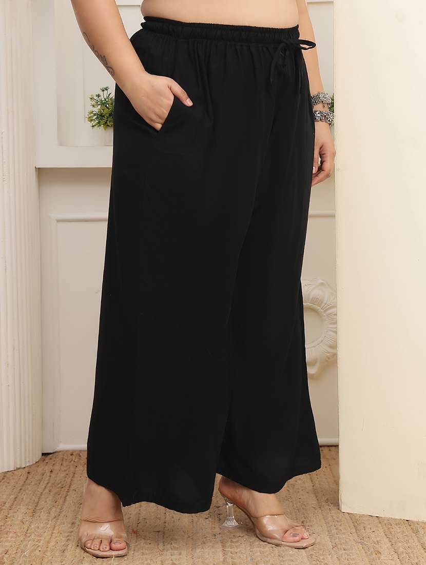 women pack of 2 plus size solid palazzo - 22379003 -  Standard Image - 3