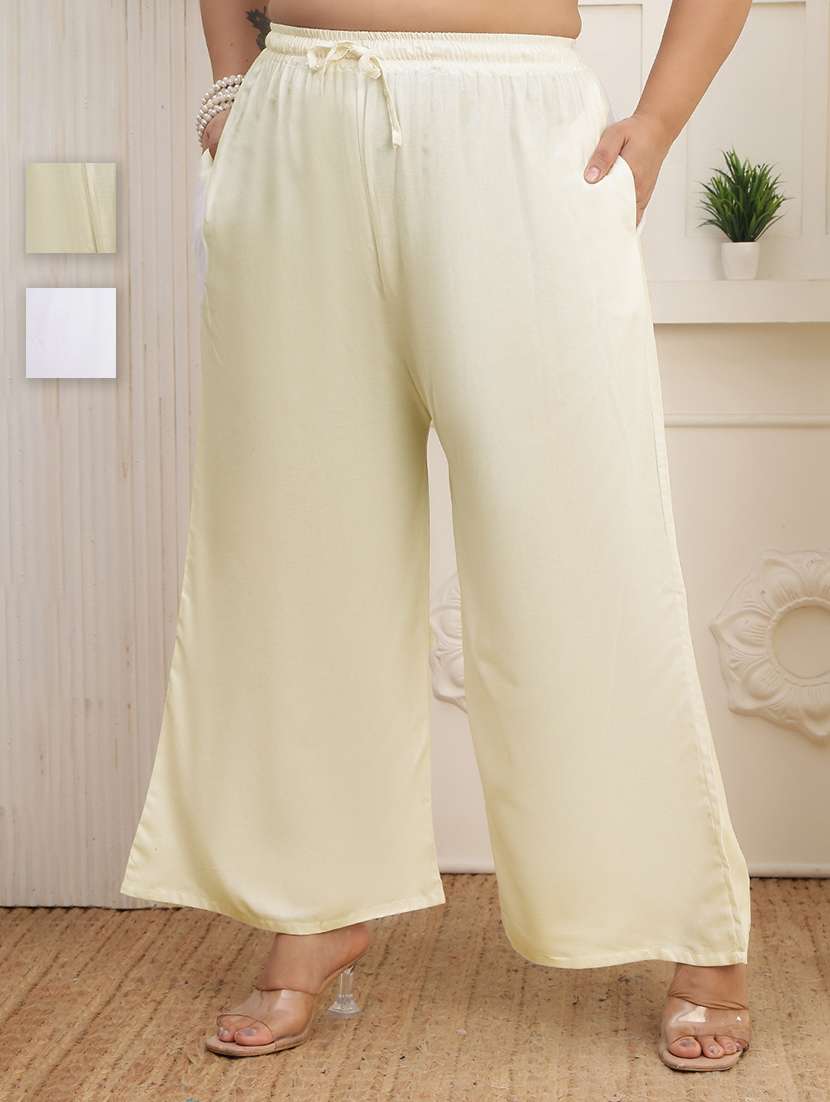 women pack of 2 plus size solid palazzo