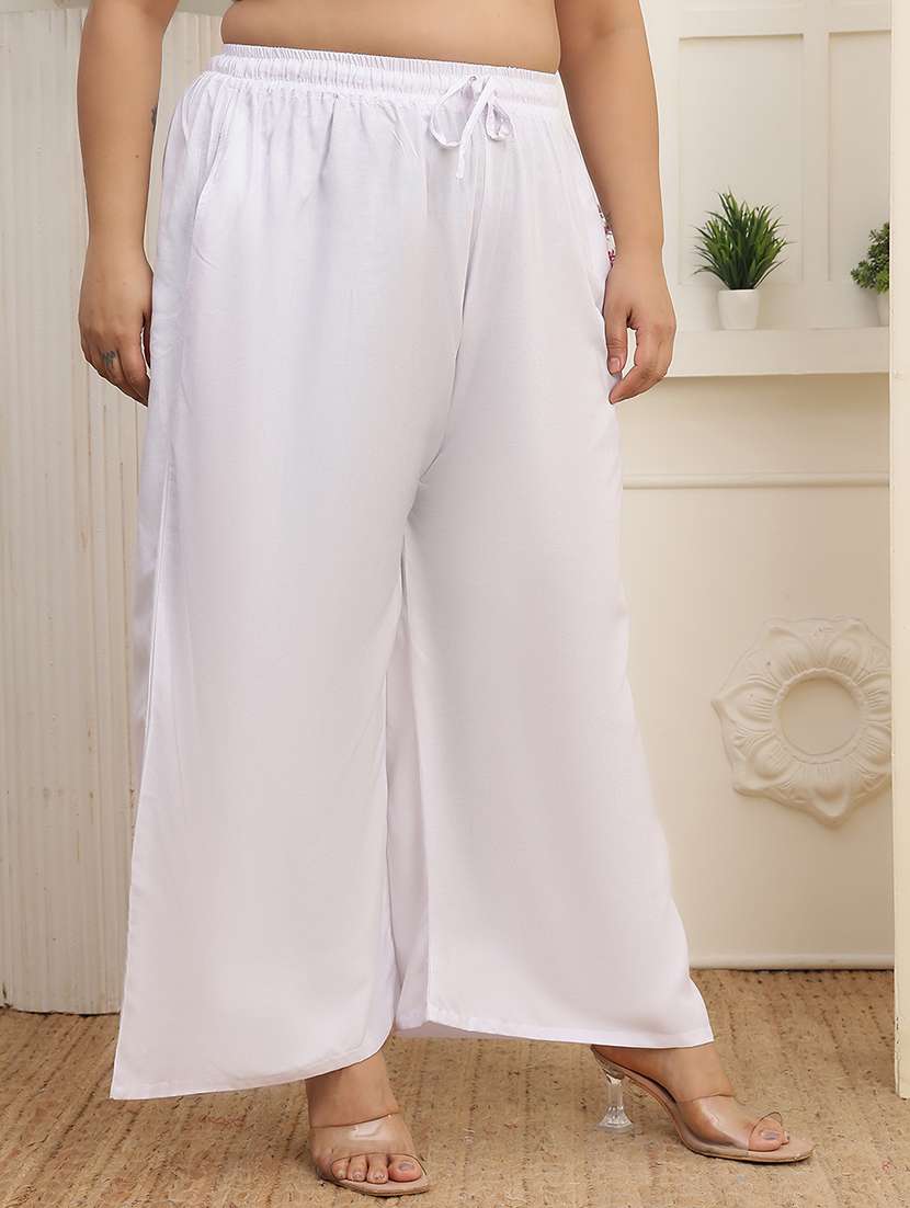 women pack of 2 plus size solid palazzo - 22379008 -  Standard Image - 3