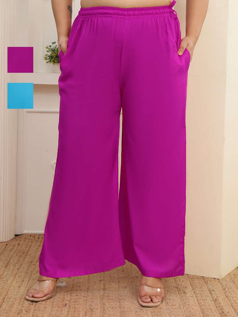 women pack of 2 plus size solid palazzo