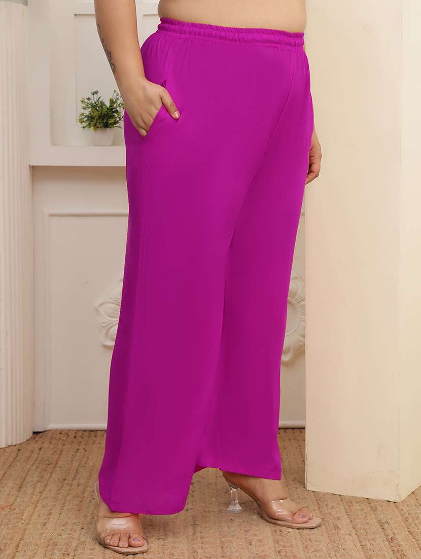 women pack of 2 plus size solid palazzo - 22379047 -  Standard Image - 3