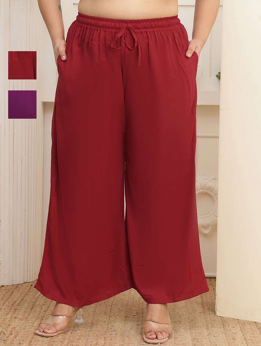 women pack of 2 plus size solid palazzo