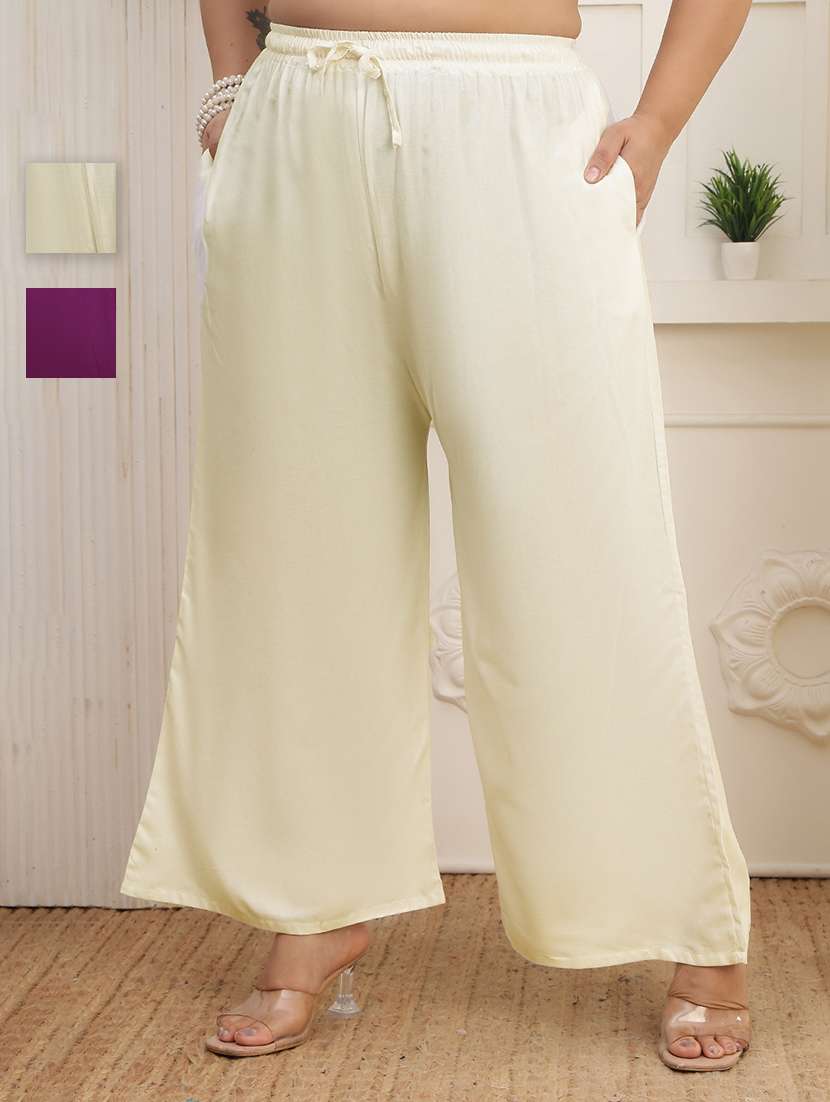 women pack of 2 plus size solid palazzo