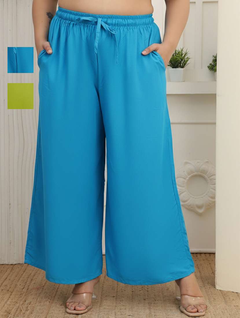 women pack of 2 plus size solid palazzo
