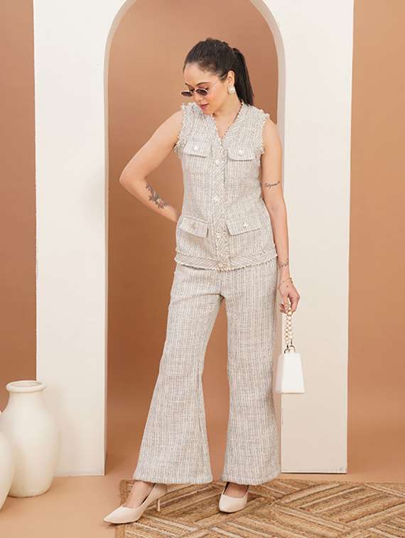women self designed top and trouser co-ord set