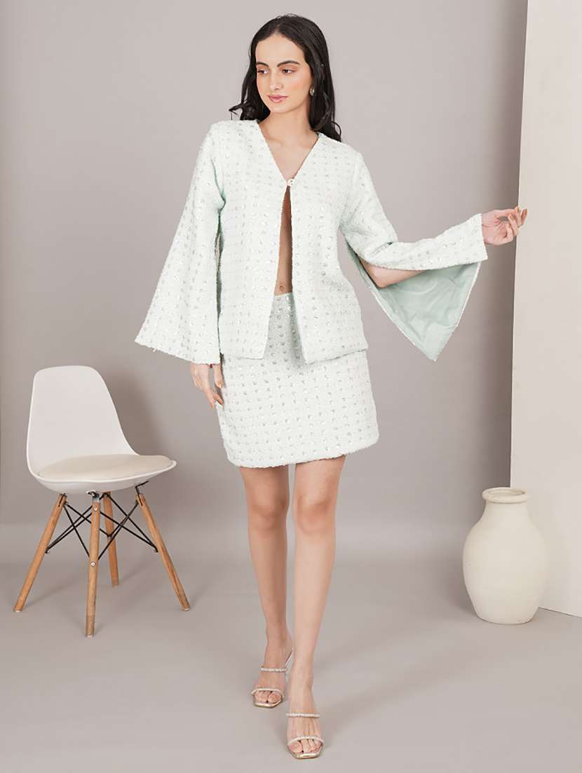 women self designed blazer and skirt co-ord set