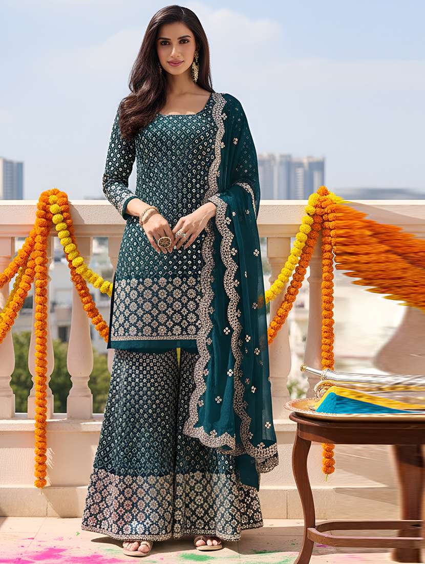 women solid with work semi-stitched suit set