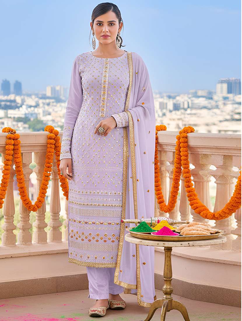 women solid with work semi-stitched suit set