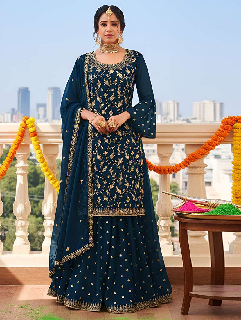 women solid with work semi-stitched suit set