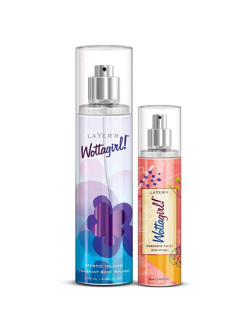 layer'r wottagirl body splash mystic island 135ml with layer'r wottagirl mandarin twist 60ml, spray,women