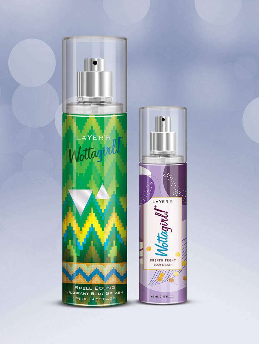 layer'r wottagirl body splash spell bound 135ml with wottagirl french peony 60 ml, spray,women