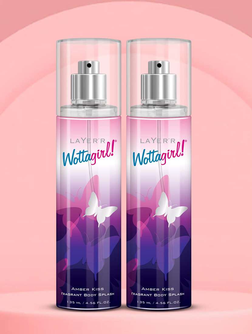 layer'r women wottagirl amber kiss fragrant body splash | long lasting liquid fragrance (135ml) (pack of 2)