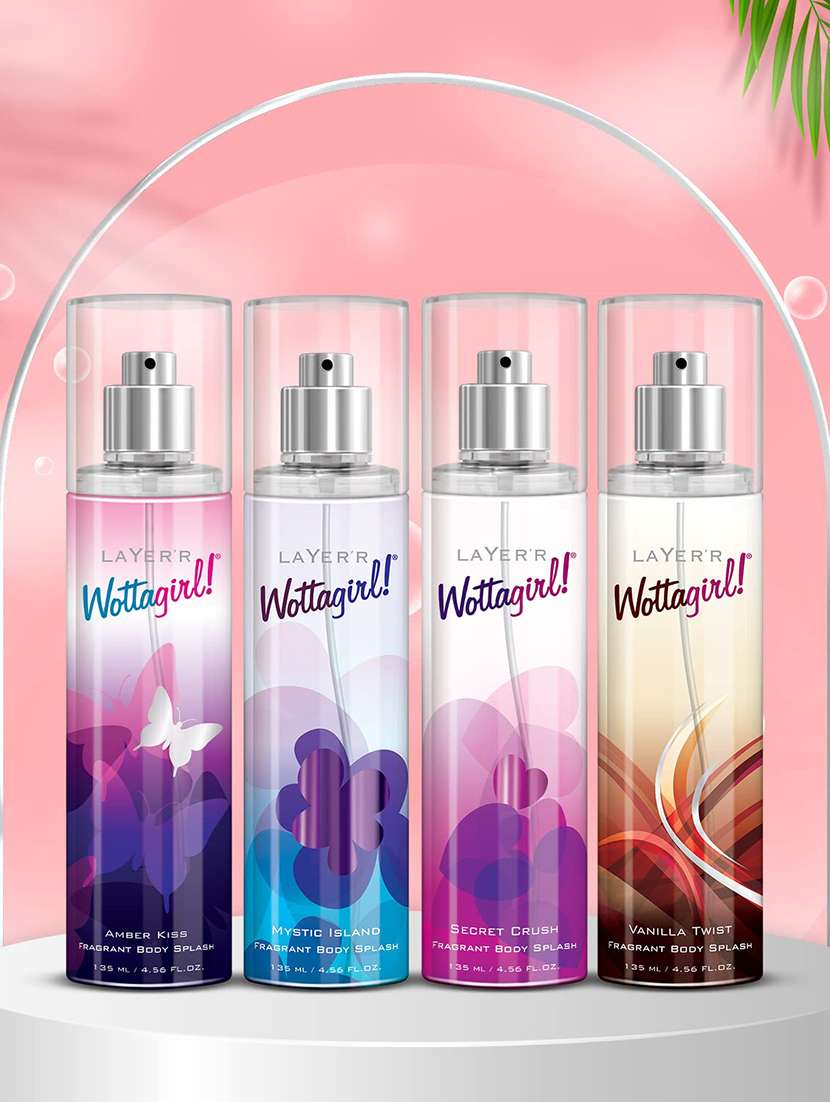 layer'r women wottagirl amber kiss fragrant body splash | long lasting liquid fragrance (135ml) (pack of 2)