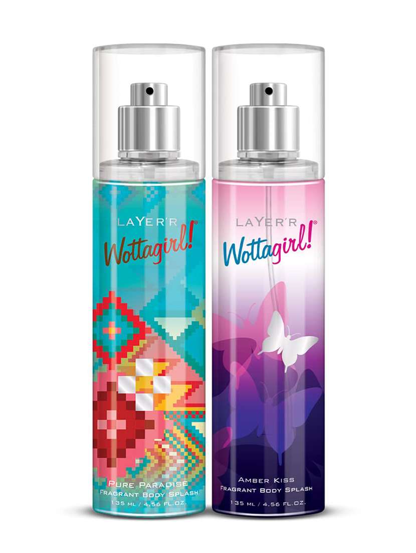 layer'r women wottagirl amber kiss fragrant body splash | long lasting liquid fragrance (135ml) (pack of 2)