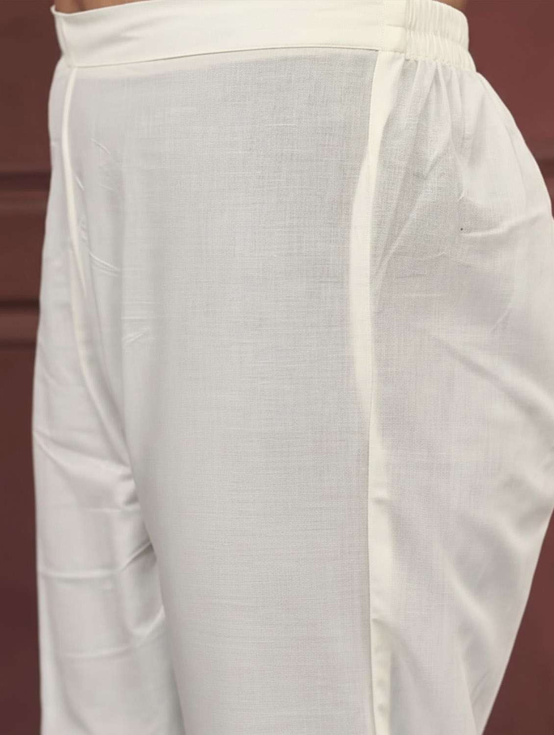 women solid with work three quarter sleeve kurta pant with dupatta set - 22379472 -  Standard Image - 5