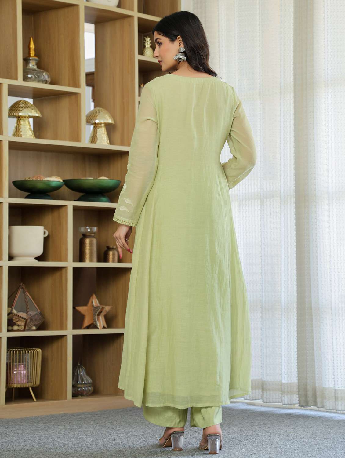 women solid with work long sleeve kurta pant with dupatta set - 22379486 -  Standard Image - 5