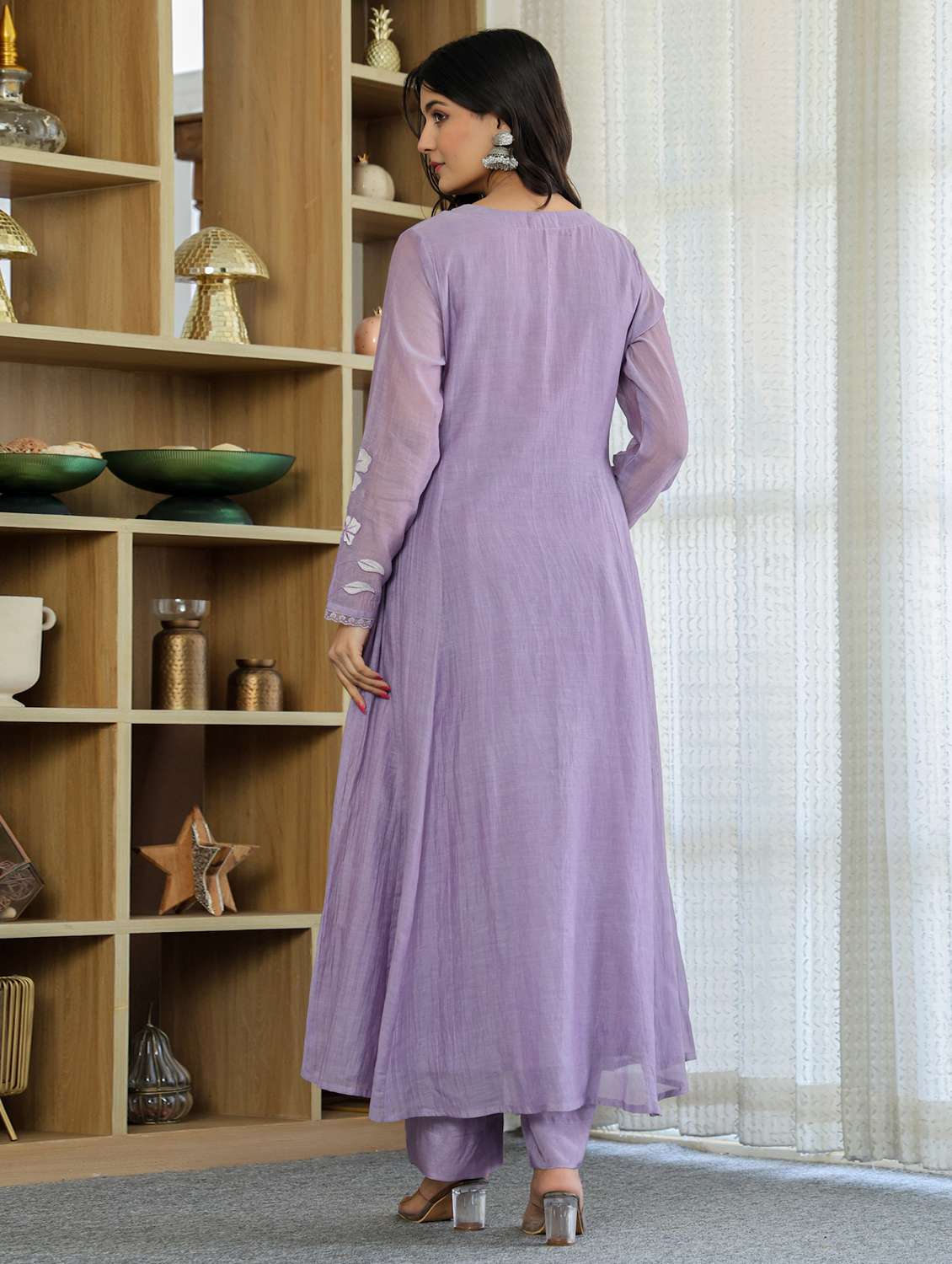 women solid with work long sleeve kurta pant with dupatta set - 22379487 -  Standard Image - 5