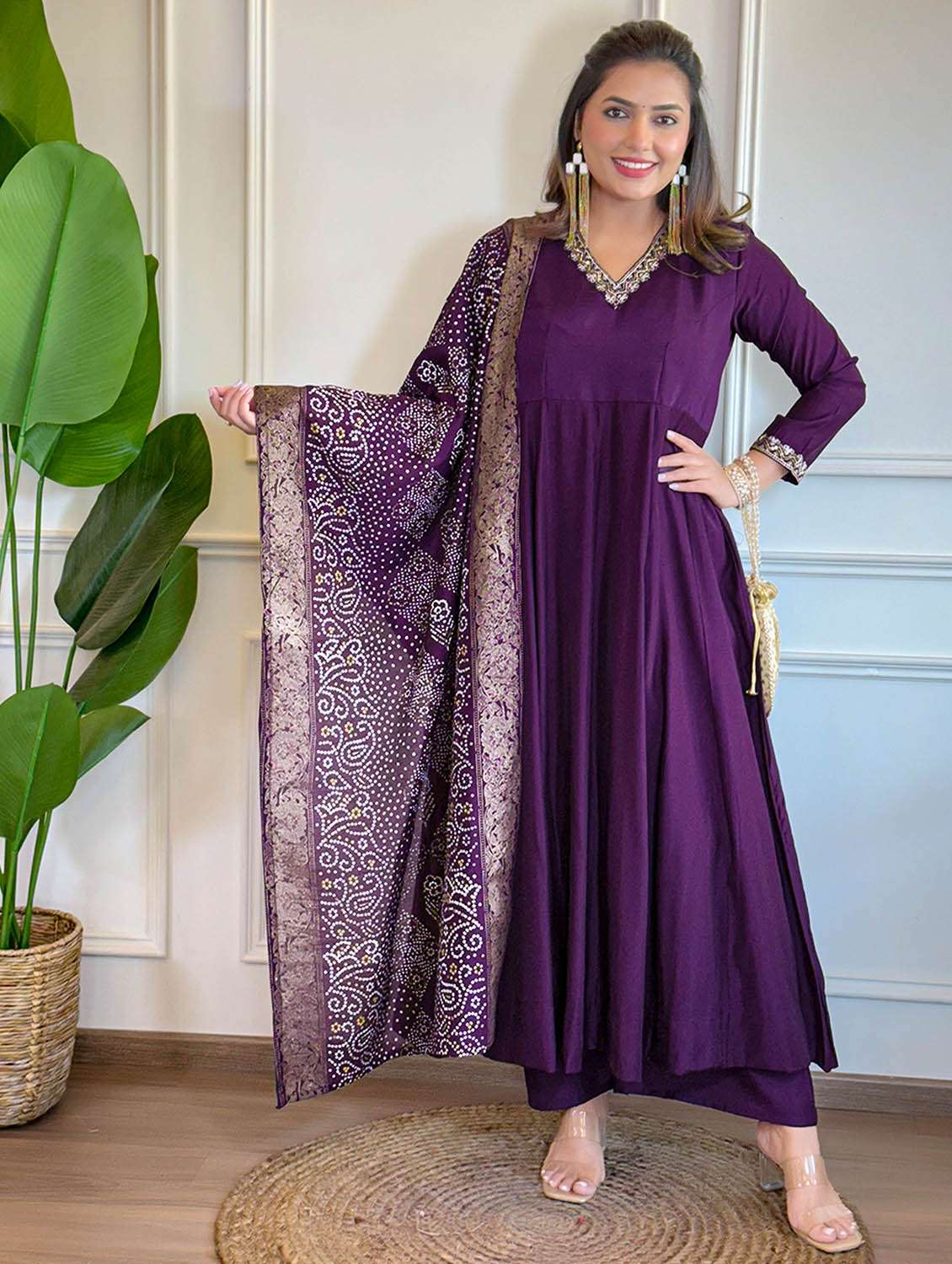 women solid three quarter sleeve kurta pant with dupatta set