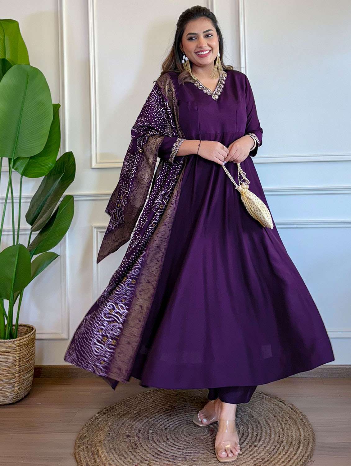 women solid three quarter sleeve kurta pant with dupatta set - 22379523 -  Standard Image - 3