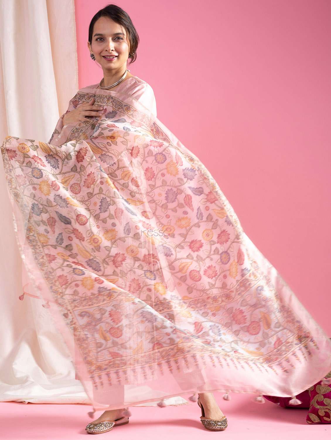 women self design three quarter sleeve kurta pant with dupatta set - 22379560 -  Standard Image - 3