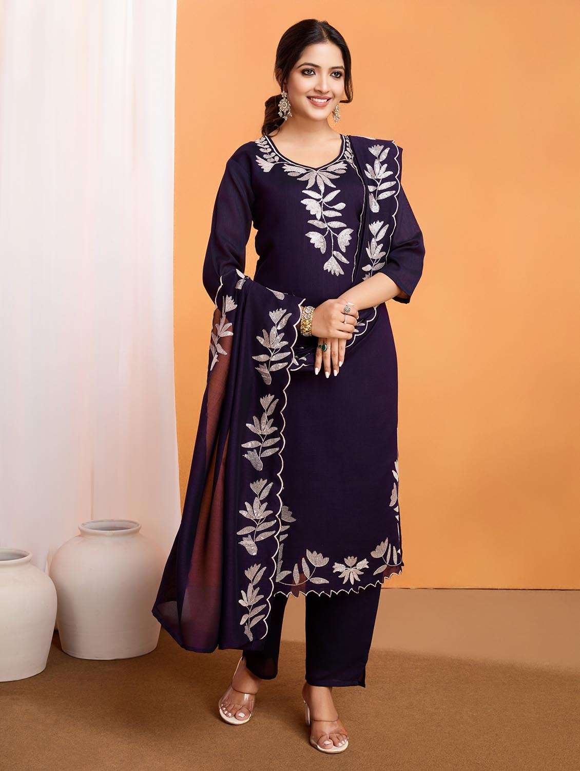 purple viscose kurta dupatta  set - 22379601 -  Standard Image - 3