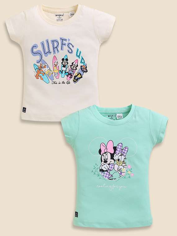 girls pack of 2 printed short sleeve top
