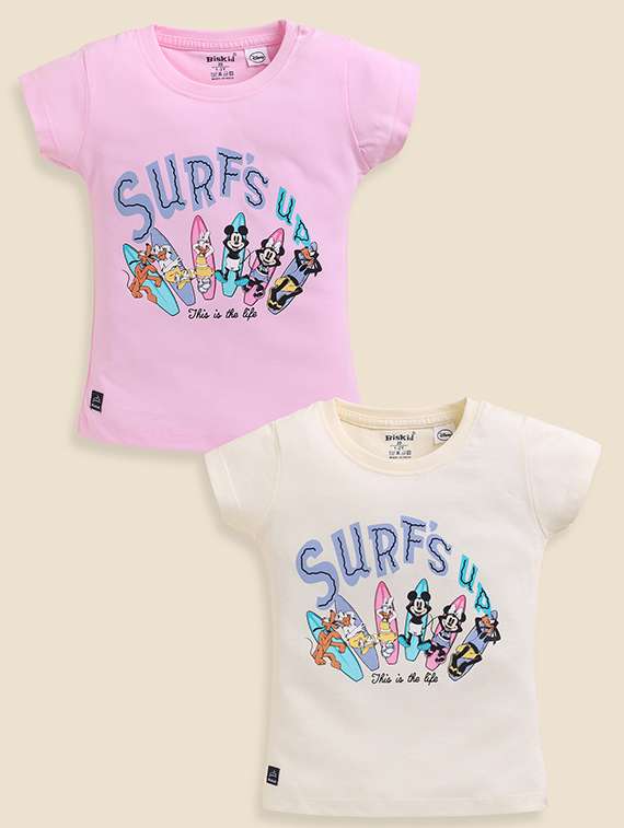 girls pack of 2 printed short sleeve top