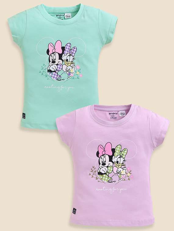 girls pack of 2 printed short sleeve top