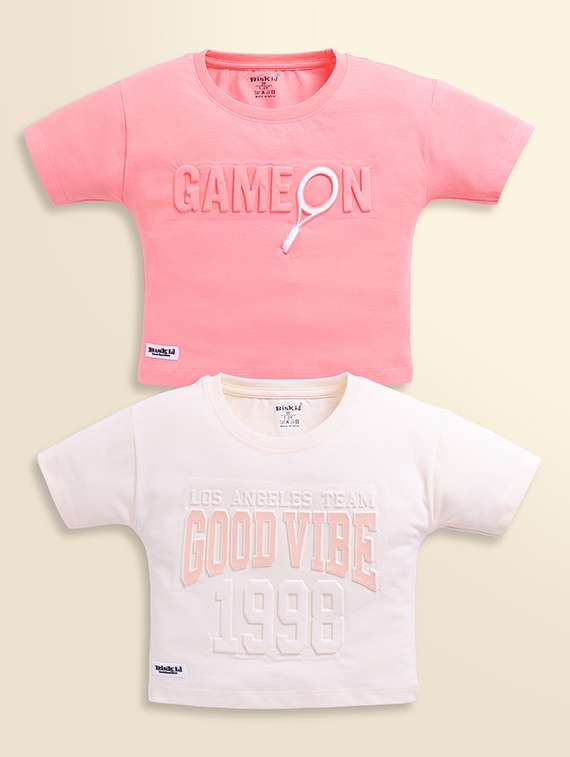 girls pack of 2 printed short sleeve top