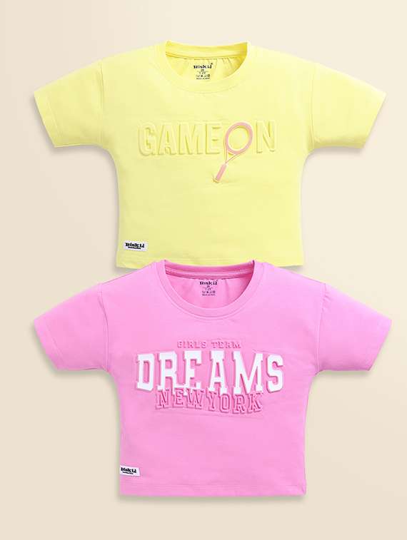 girls pack of 2 printed short sleeve top