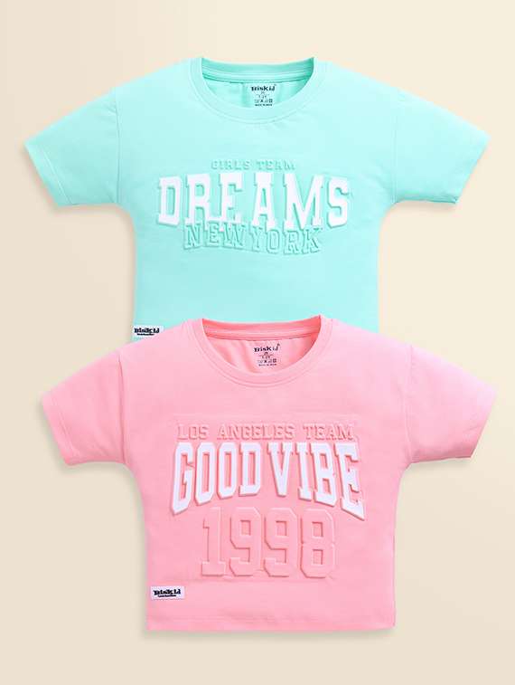 girls pack of 2 printed short sleeve top