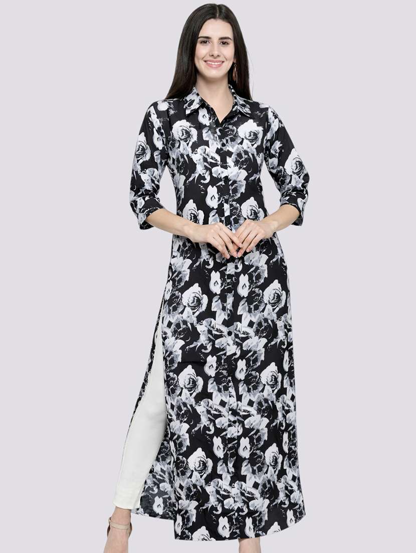 women printed crepe straight kurta