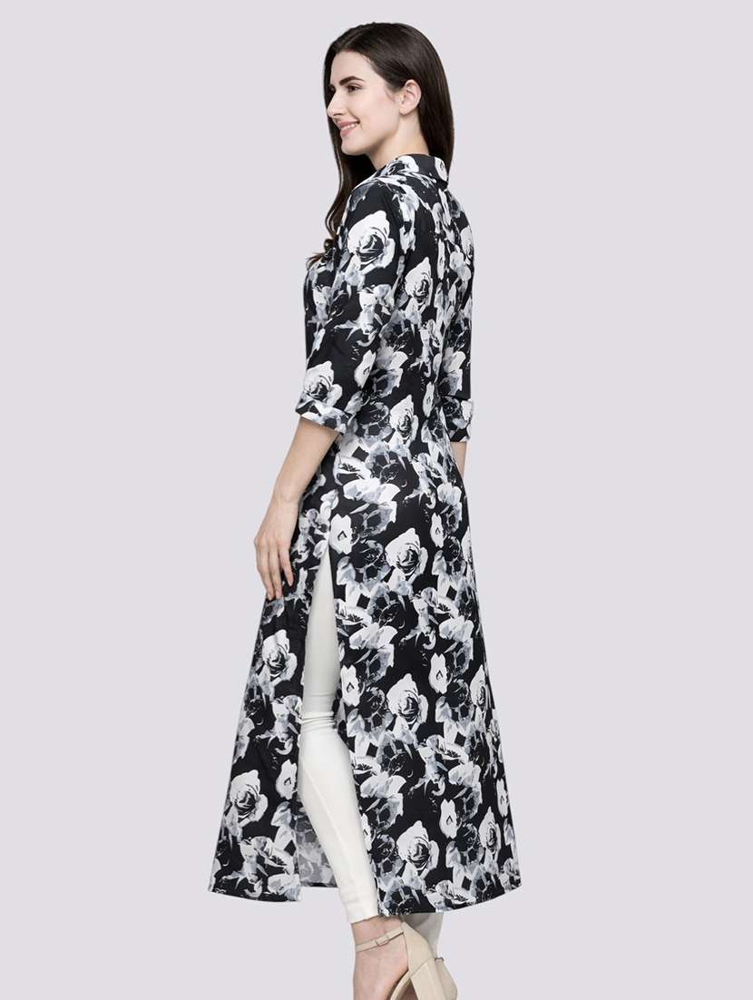 women printed crepe straight kurta - 22379614 -  Standard Image - 3